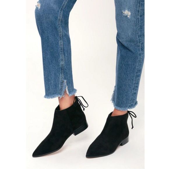 Splendid Niva Pointed Toe Suede Booties in Black - Picture 1 of 16